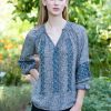 Clothing Rungolee | Rungolee, Barcelona Embroidered Blouse- Shadow Dishdash Blue