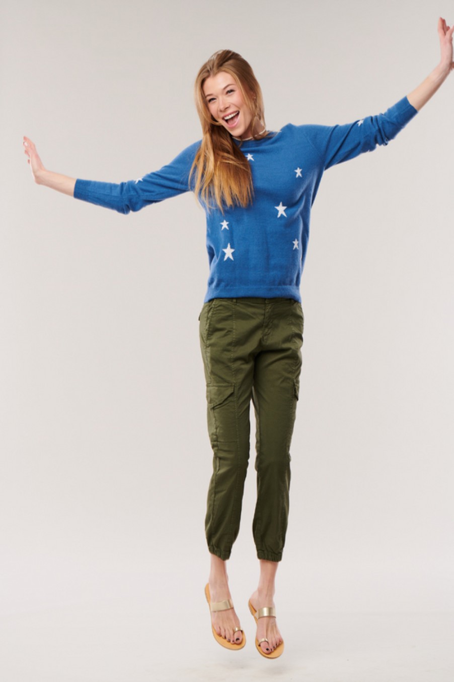 Clothing Snapdragon Designs | Cashmere Metallic Star Sweater- Baltic Blue