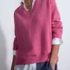 Clothing Brochu Walker | Brochu Walker, The Looker Layered V-Neck- Aster Pink/White