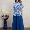 Clothing Nimo With Love | Nimo With Love, Tuberose Blouse- Mexican Bird Blue