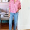 Clothing Emerson Fry | Emerson Fry, Mandarin Collar Top- Crescent Flower Pink