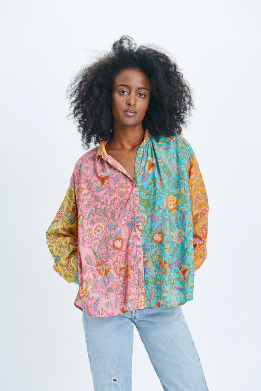 Clothing Love the Label | Love The Label, Patchwork Long Sleeve Top