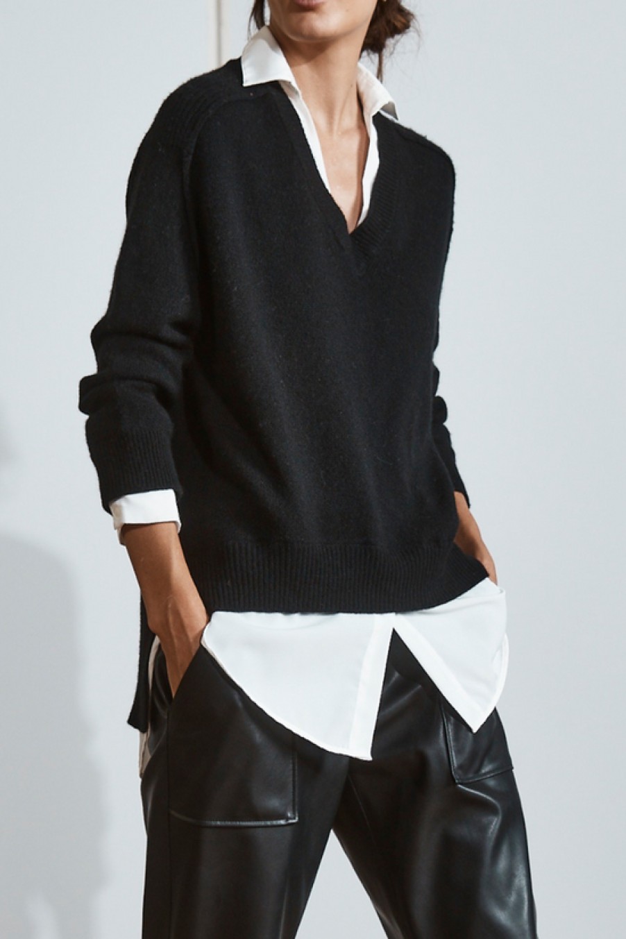 Clothing Brochu Walker | Brochu Wa Ker, The Ooker Ayered V-Neck- Onyx