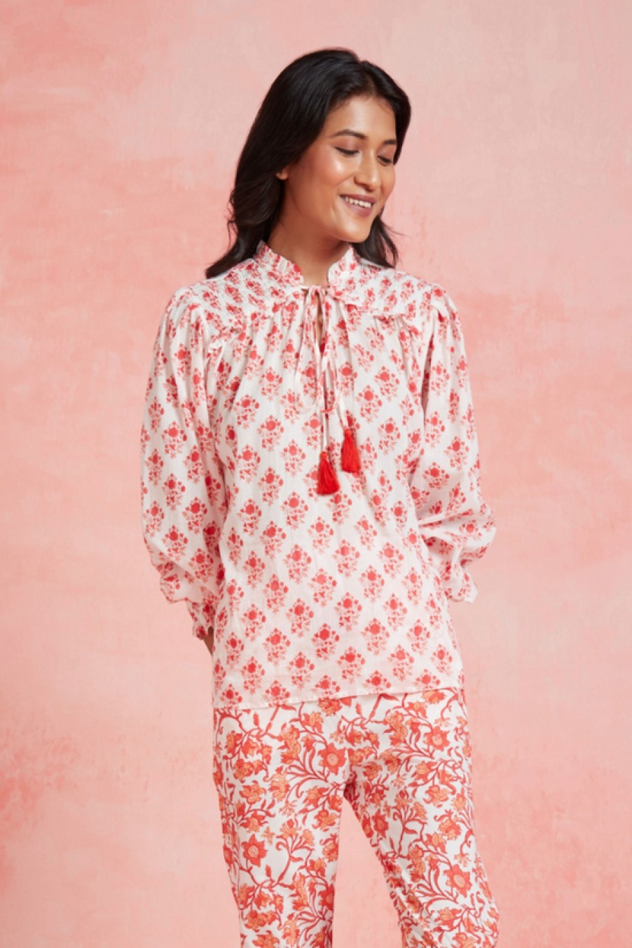Clothing Ro's Garden | Ro'S Garden, Hollie Shirt- Red Caitlin